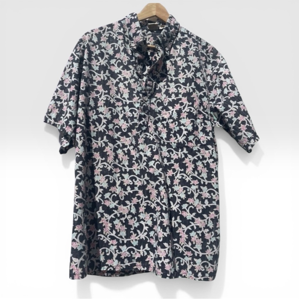 VINTAGE Hawaiian Go Barefoot‎ Floral Shirt Size Large